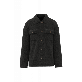 Surchemise à épaules tombantes en sherpa unisexe SP508 - Black personnalisable - Vue de face