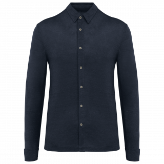Chemise en lin homme SP518 - Navy Blue personnalisable - Vue de face