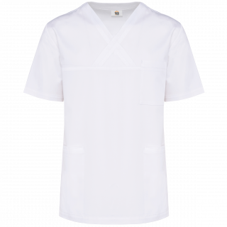 Tunique manches courtes polycoton unisexe WK507 - White personnalisable - Vue de face