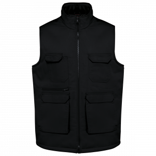 Gilet polycoton multipoches rembourré unisexe WK607 - Black personnalisable - Vue de face