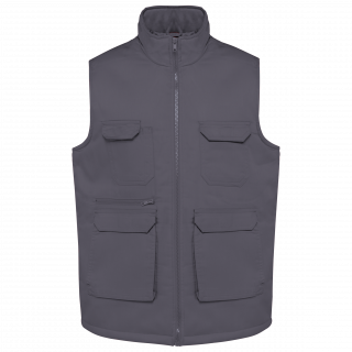 Gilet polycoton multipoches rembourré unisexe WK607 - Convoy Grey personnalisable - Vue de face