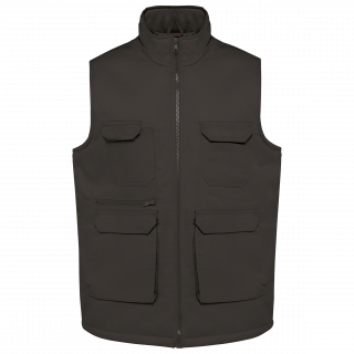 Gilet polycoton multipoches rembourré unisexe WK607 - Dark Grey personnalisable - Vue de face