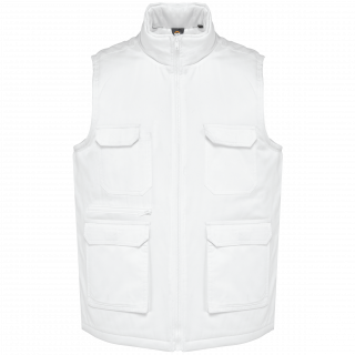 Gilet polycoton multipoches rembourré unisexe WK607 - White personnalisable - Vue de face