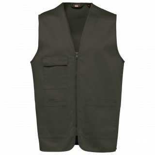 Gilet polycoton multipoches unisexe WK608 - Dark Khaki personnalisable - Vue de face