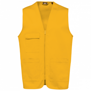 Gilet polycoton multipoches unisexe WK608 - Yellow personnalisable - Vue de face