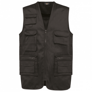 Gilet polycoton multipoches doublé unisexe WK609 - Dark Grey personnalisable - Vue de face