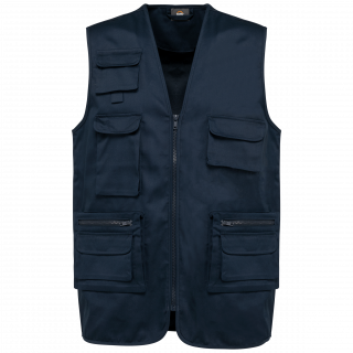 Gilet polycoton multipoches doublé unisexe WK609 - Navy personnalisable - Vue de face