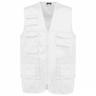 Gilet polycoton multipoches doublé unisexe WK609 - White personnalisable - Vue de face