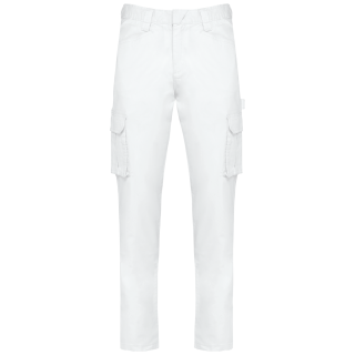 Pantalon multipoches écoresponsable homme WK703 - White personnalisable - Vue de face
