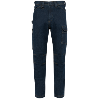 Pantalon Denim multipoches homme WK705 - Blue Rinse personnalisable - Vue de face
