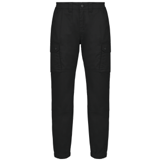 Pantalon cargo unisexe avec bas élastiqué WK711 - Black personnalisable - Vue de face