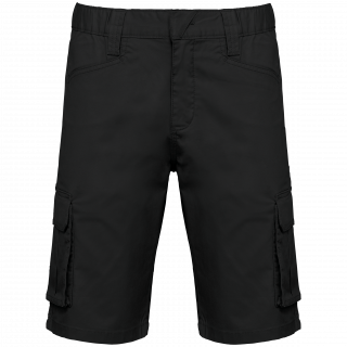 Bermuda multipoches écoresponsable homme WK713 - Black personnalisable - Vue de face