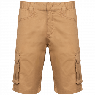 Bermuda multipoches écoresponsable homme WK713 - Camel personnalisable - Vue de face