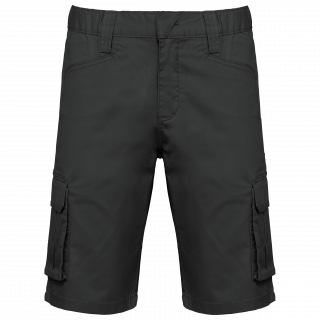 Bermuda multipoches écoresponsable homme WK713 - Dark Grey personnalisable - Vue de face