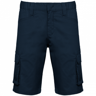 Bermuda multipoches écoresponsable homme WK713 - Navy personnalisable - Vue de face