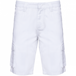 Bermuda multipoches écoresponsable homme WK713 - White personnalisable - Vue de face