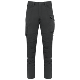 Pantalon stretch recyclé multipoches unisexe WK746 - Dark Grey personnalisable - Vue de face