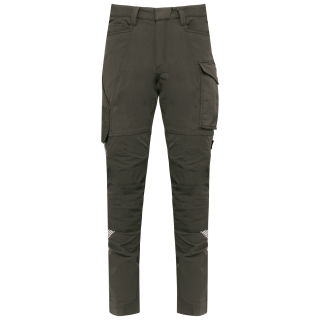 Pantalon stretch recyclé multipoches unisexe WK746 - Dark Khaki personnalisable - Vue de face