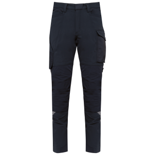 Pantalon stretch recyclé multipoches unisexe WK746 - Navy personnalisable - Vue de face