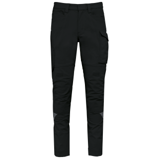 Pantalon léger stretch recyclé multipoches unisexe WK747 - Black personnalisable - Vue de face