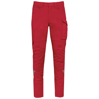 Pantalon léger stretch recyclé multipoches unisexe WK747 - Red personnalisable - Vue de face