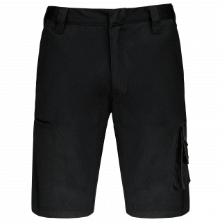 Bermuda de travail multipoches WK763 - Black personnalisable - Vue de face