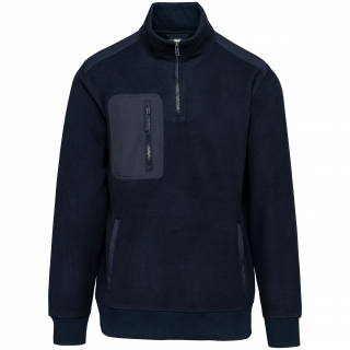 Polaire écoresponsable col zippé unisexe WK905 - Navy personnalisable - Vue de face