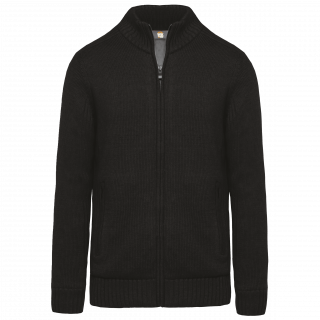 Cardigan doublé polaire homme WK959 - Black personnalisable - Vue de face