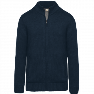 Cardigan doublé polaire homme WK959 - Navy personnalisable - Vue de face