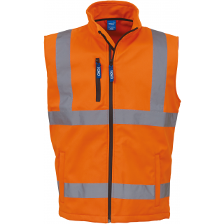 Bodywarmer softshell haute visibilité YHV006 - Hi Vis Orange personnalisable - Vue de face