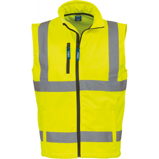 Bodywarmer softshell haute visibilité YHV006 - Hi Vis Yellow personnalisable - Vue de face
