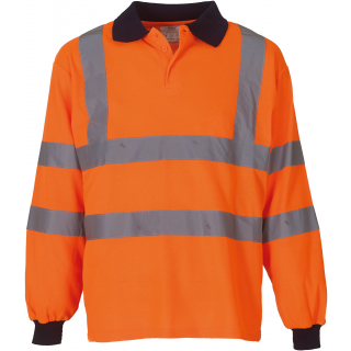 Polo manches longues haute visibilité - Hi Vis Orange personnalisable