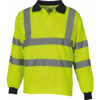 Polo manches longues haute visibilité YHVJ310 - Hi Vis Yellow personnalisable - Vue de face