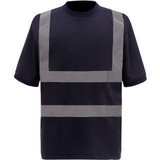 T-shirt manches courtes haute visibilité YHVJ410 - Navy personnalisable - Vue de face