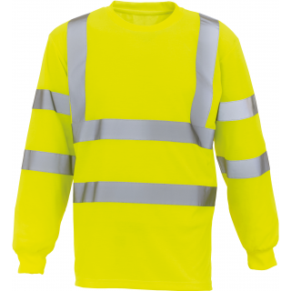 T-shirt haute visibilité manches longues YHVJ420 - Hi Vis Yellow personnalisable - Vue de face