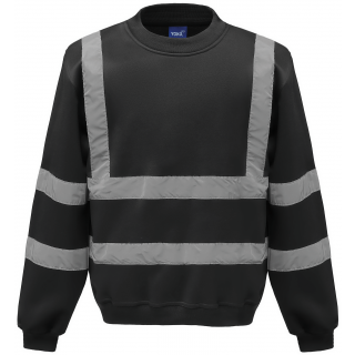 Sweat-shirt haute visibilité col rond YHVJ510 - Black personnalisable - Vue de face