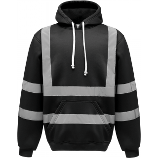 Sweatshirt capuche haute visibilité YHVK05 - Black personnalisable - Vue de face