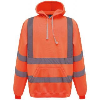 Sweatshirt capuche haute visibilité YHVK05 - Hi Vis Orange personnalisable - Vue de face