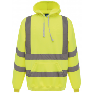 Sweatshirt capuche haute visibilité YHVK05 - Hi Vis Yellow personnalisable - Vue de face