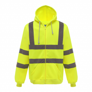 Sweat-shirt zippé capuche YHVK07 - Hi Vis Yellow personnalisable - Vue de face