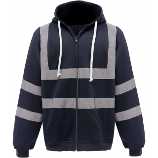 Sweat-shirt zippé capuche YHVK07 - Navy personnalisable - Vue de face