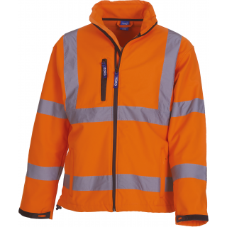 Veste softshell haute visibilité YHVK09 - Hi Vis Orange personnalisable - Vue de face
