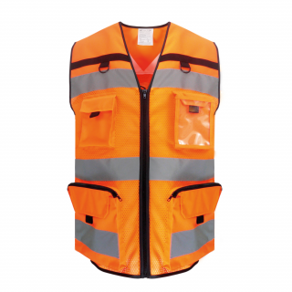 Gilet haute visibilité rip stop YHVW108 - Hi Vis Orange Mesh personnalisable - Vue de face