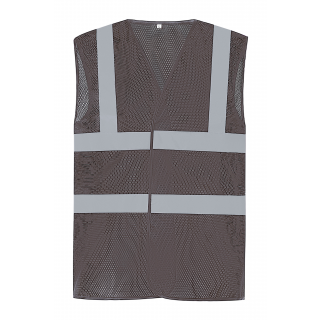 Gilet haute visibilité à maille ajourée recyclée YHVW120 - Grey personnalisable - Vue de face