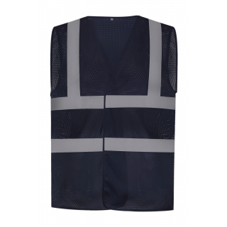 Gilet haute visibilité à maille ajourée recyclée - Navy personnalisable