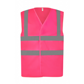 Gilet haute visibilité à maille ajourée recyclée YHVW120 - Pink personnalisable - Vue de face