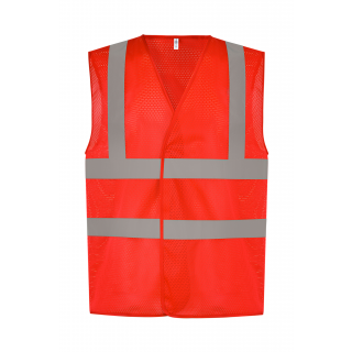 Gilet haute visibilité à maille ajourée recyclée YHVW120 - Red personnalisable - Vue de face