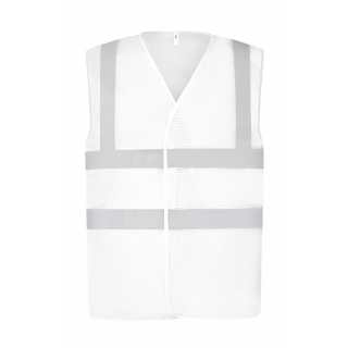 Gilet haute visibilité à maille ajourée recyclée YHVW120 - White personnalisable - Vue de face