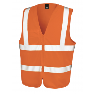 Gilet de sécurité zippé R202X - Fluorescent Orange personnalisable - Vue de face