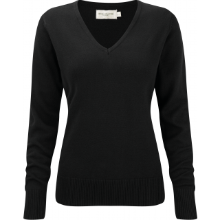 Pullover femme col v RU710F - Black personnalisable - Vue de face